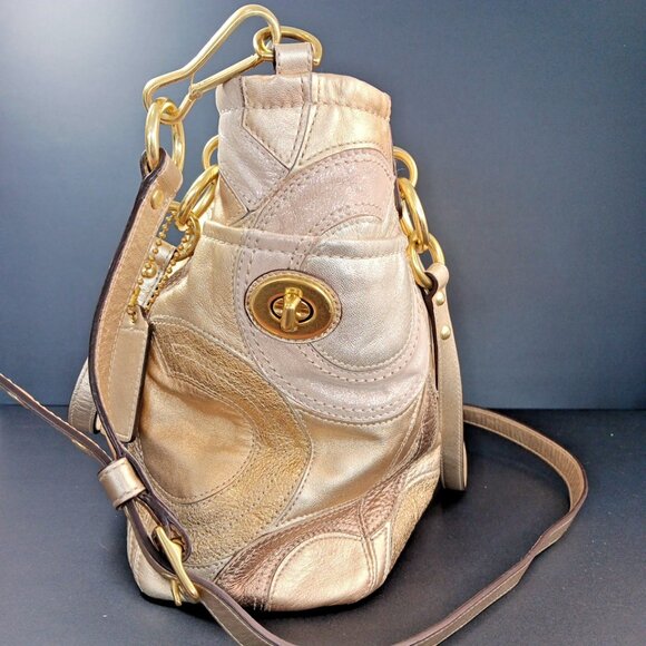 Authenticated Coach Purse Handbag Shoulder M0993-14833 Inlaid Art 09 Vintage CN - Picture 14 of 16